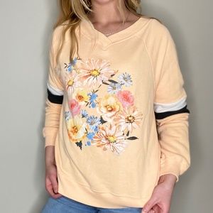 WILDFOX S Peach Floral Sweater Vneck
